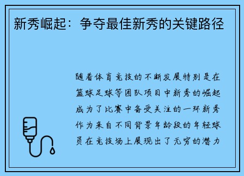新秀崛起：争夺最佳新秀的关键路径